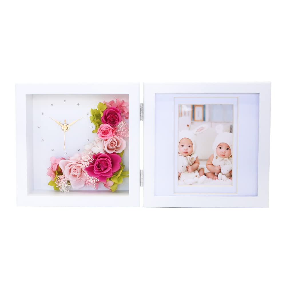 Amazon.co.jp: プリザーブドフラワーフォトクロック Arvo 【オリジナル